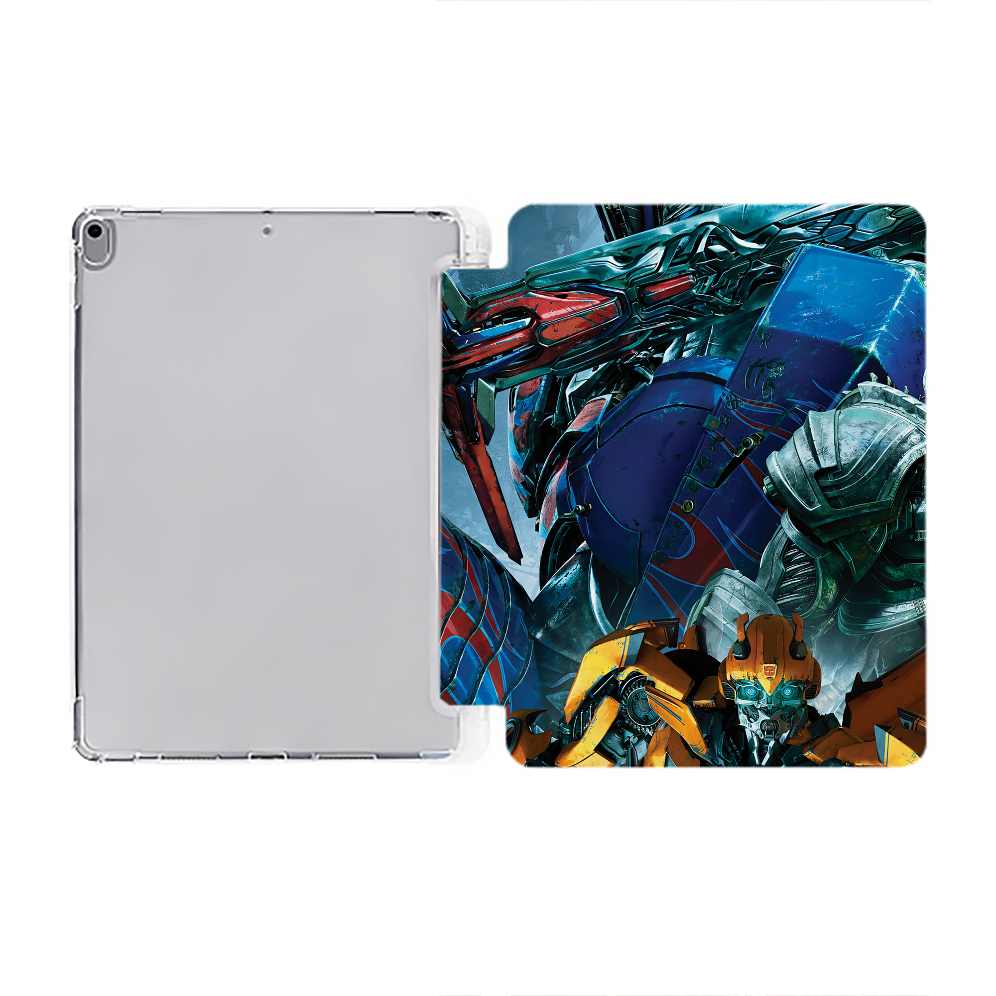 （画像用） Transformers トランスフォーマー IPad ケース ペン収納付き 三つ折りスタンド PUレザー×シリコン 対応機種9.5/10.5/10.9インチ